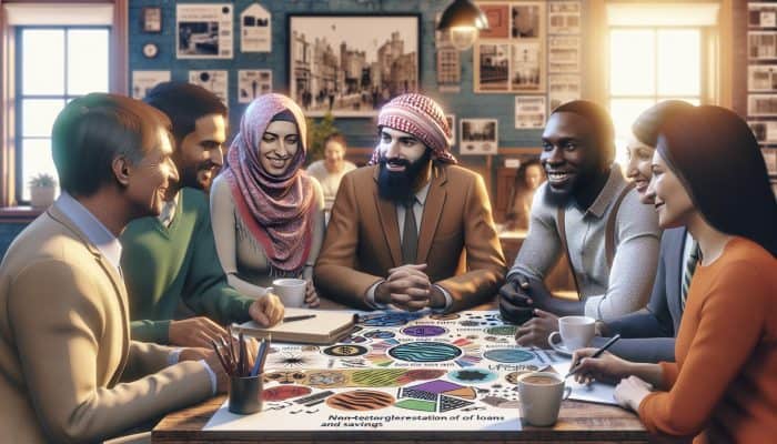 Using a Credit Union for Debt Consolidation: A Smart Choice | DCL Using a Credit Union for Debt Consolidation: Diverse locals smiling in a cozy UK high street credit union, reviewing loans and savings documents, symbolizing mutual support and ethical lending.