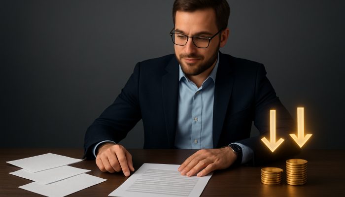 Combine Payday Loans Into One More Affordable Deal: Save Money Now | DCL Borrower comparing high-interest loans with low-APR consolidation options, surrounded by savings coins and arrows on the desk