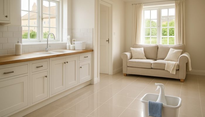 Beautifully cleaned British cottage interior in Milborne Port post end of tenancy cleaning with gleaming floors.