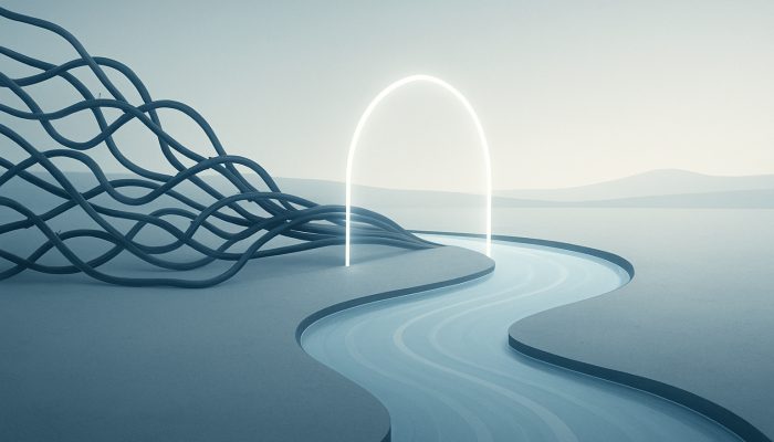 Avoiding Fresh Debt While Merging Balances: Key Tips | DCL Minimalist landscape of tangled debt streams merging into a steady river behind a glowing protective barrier.